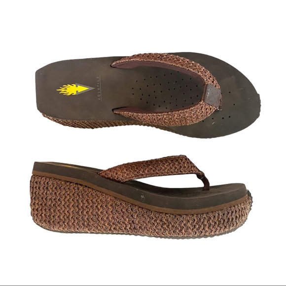 🍋 Volatile Island Woven Wedge Heel Flip Flops 8